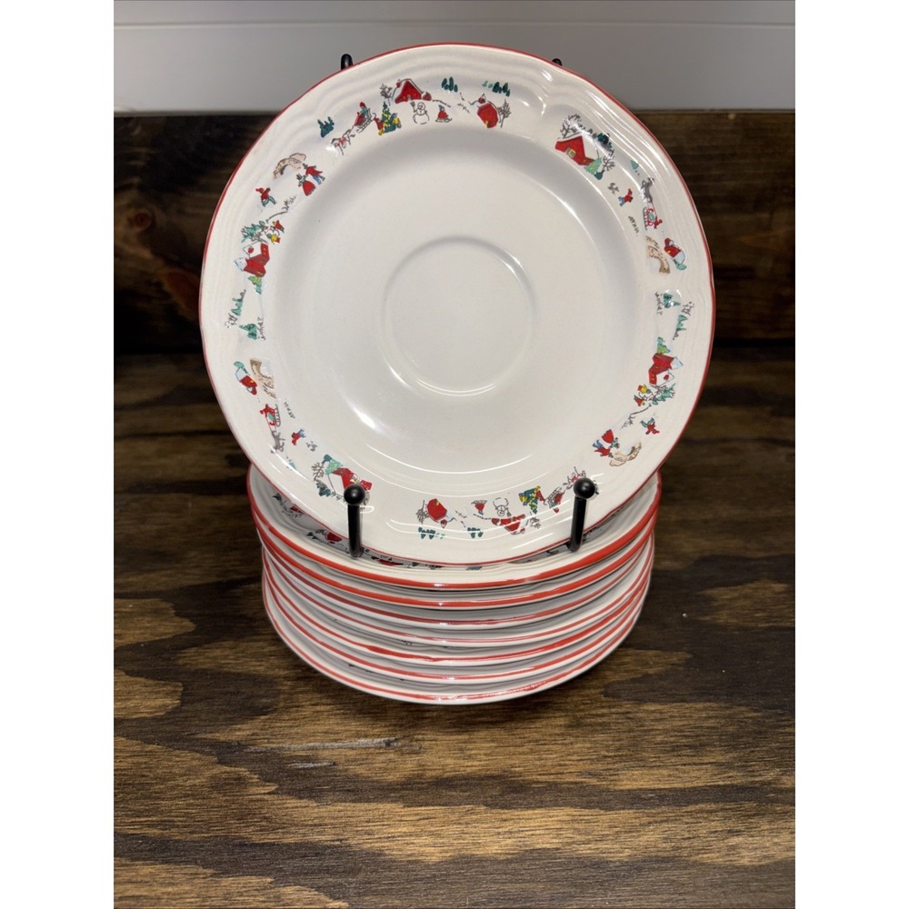 Farberware White Christmas 1995 Katherine Babanovsky 8-Saucers
